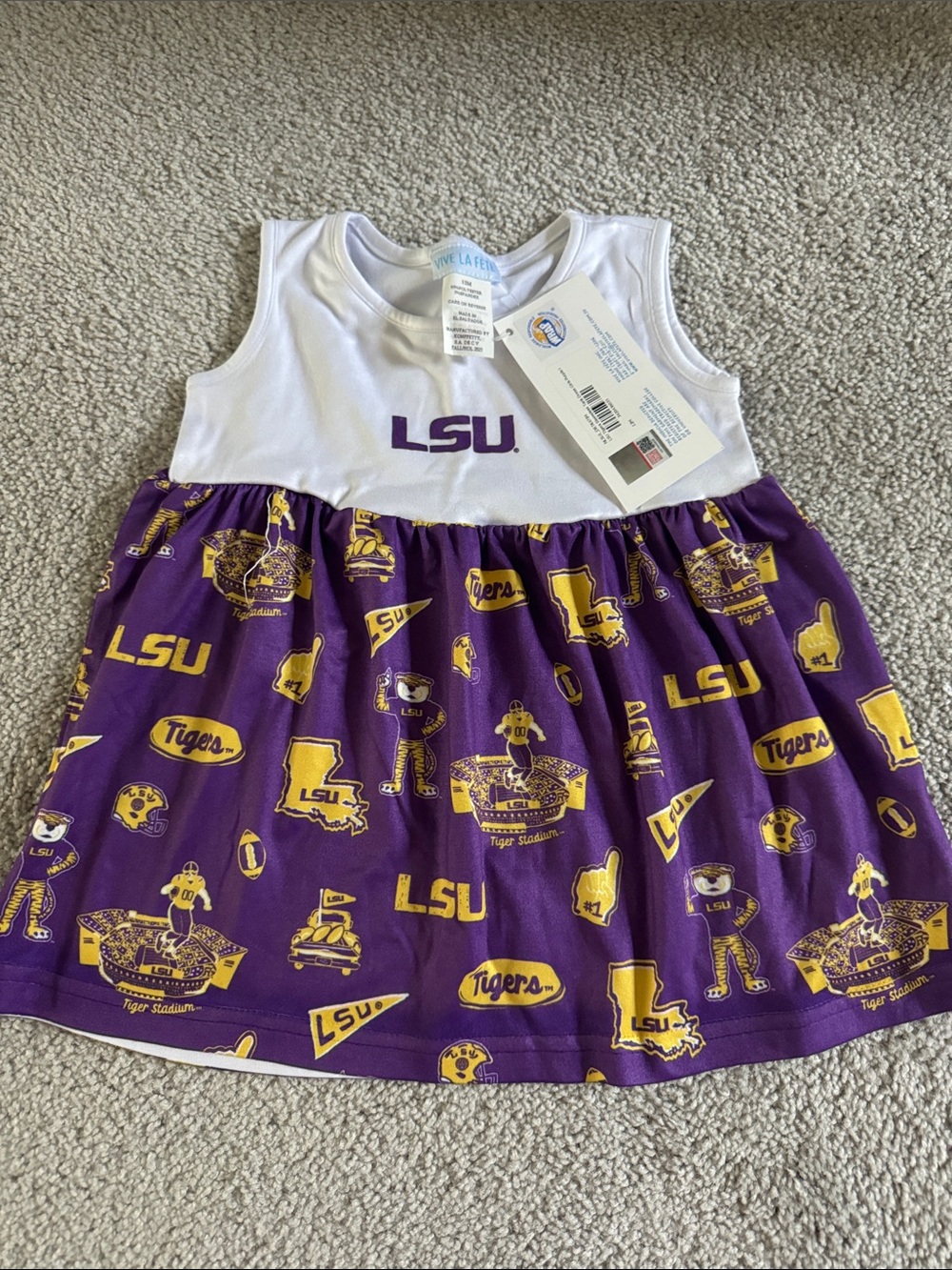 LSU Girls' Purple & White Sleeveless Team Dress